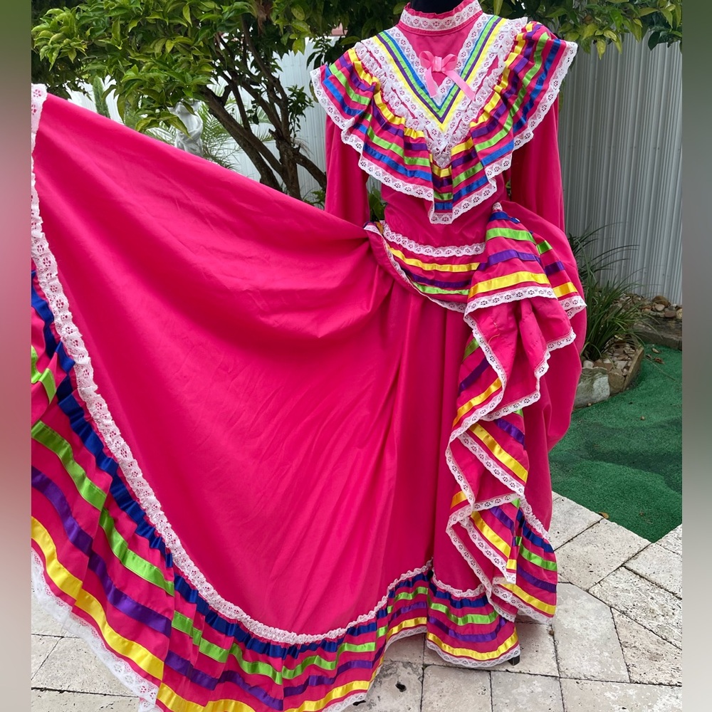 Vibrant Pink Multicolor Ruffled Dress - Picture 2 of 10
